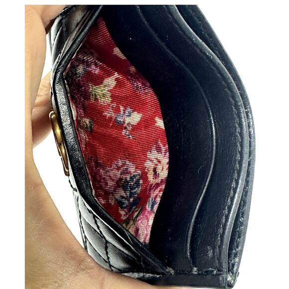 Gucci RARE Black Quilted Leather GG Marmont Card Holder w/ Cert. of Auth, No Box - Picture 12 of 14